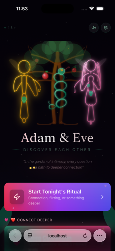 Adam & Eve App Home Screen